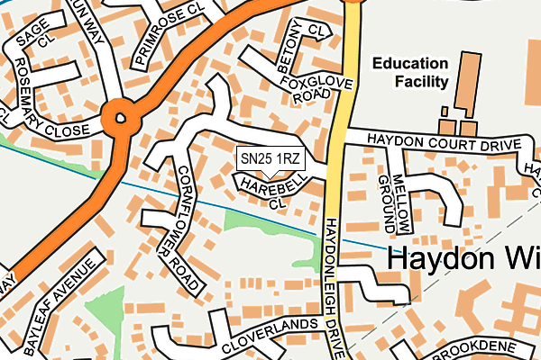 SN25 1RZ map - OS OpenMap – Local (Ordnance Survey)