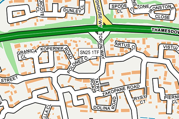 SN25 1TF map - OS OpenMap – Local (Ordnance Survey)