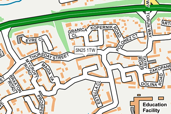 SN25 1TW map - OS OpenMap – Local (Ordnance Survey)