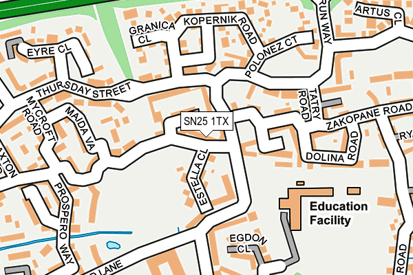 SN25 1TX map - OS OpenMap – Local (Ordnance Survey)