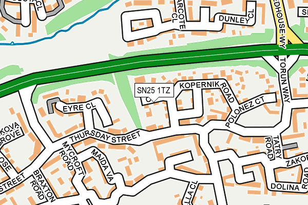 SN25 1TZ map - OS OpenMap – Local (Ordnance Survey)