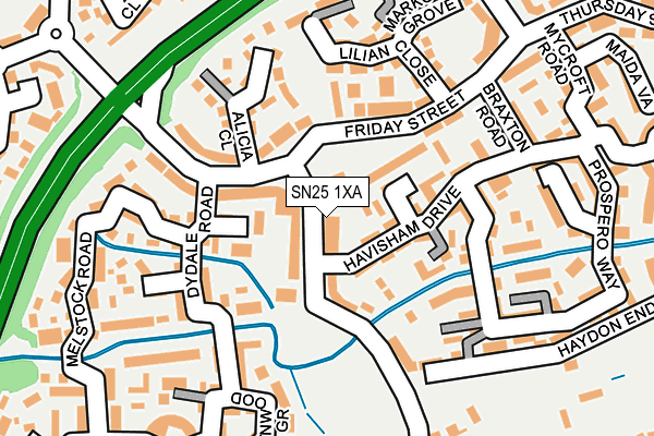 SN25 1XA map - OS OpenMap – Local (Ordnance Survey)
