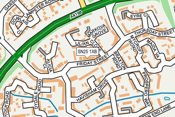 SN25 1XB map - OS OpenMap – Local (Ordnance Survey)