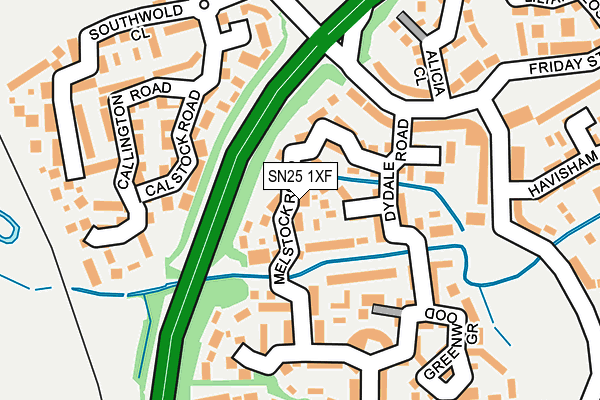 SN25 1XF map - OS OpenMap – Local (Ordnance Survey)