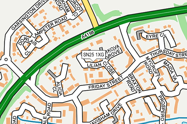 SN25 1XG map - OS OpenMap – Local (Ordnance Survey)