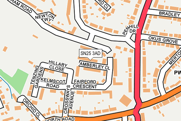 SN25 3AD map - OS OpenMap – Local (Ordnance Survey)