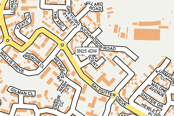SN25 4DW map - OS OpenMap – Local (Ordnance Survey)