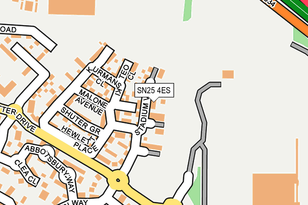 SN25 4ES map - OS OpenMap – Local (Ordnance Survey)