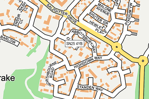 SN25 4YB map - OS OpenMap – Local (Ordnance Survey)