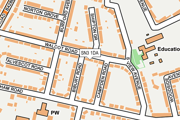 SN3 1DA map - OS OpenMap – Local (Ordnance Survey)