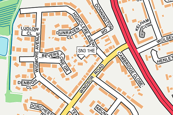 SN3 1HE map - OS OpenMap – Local (Ordnance Survey)