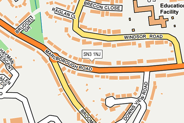 SN3 1NJ map - OS OpenMap – Local (Ordnance Survey)
