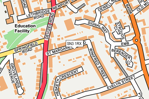 SN3 1RX map - OS OpenMap – Local (Ordnance Survey)