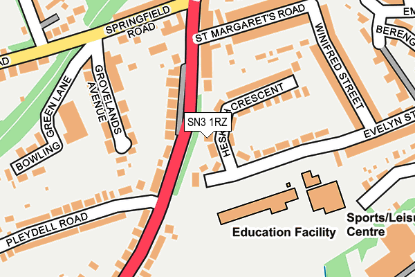 SN3 1RZ map - OS OpenMap – Local (Ordnance Survey)