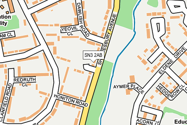 SN3 2AB map - OS OpenMap – Local (Ordnance Survey)