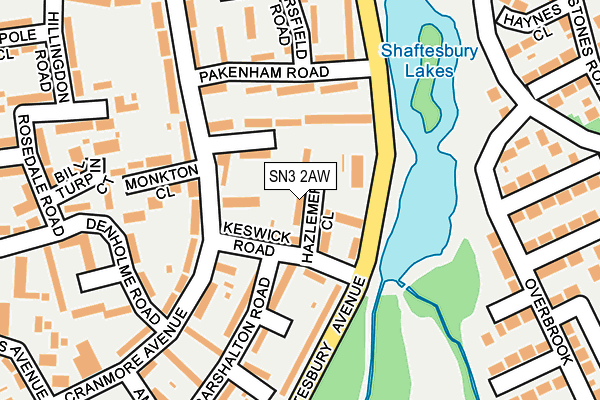 SN3 2AW map - OS OpenMap – Local (Ordnance Survey)