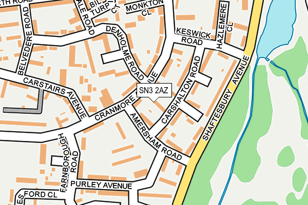 SN3 2AZ map - OS OpenMap – Local (Ordnance Survey)
