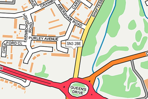 SN3 2BE map - OS OpenMap – Local (Ordnance Survey)