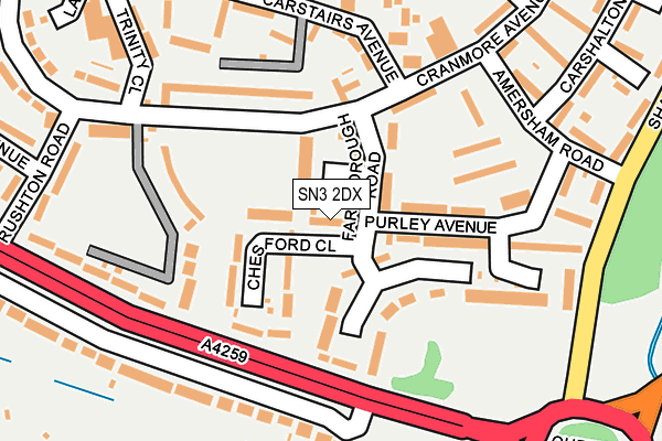 SN3 2DX map - OS OpenMap – Local (Ordnance Survey)