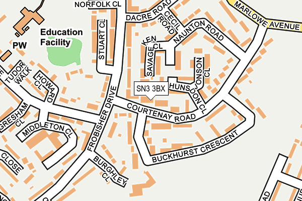 SN3 3BX map - OS OpenMap – Local (Ordnance Survey)