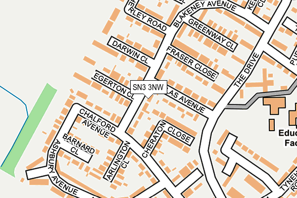 SN3 3NW map - OS OpenMap – Local (Ordnance Survey)