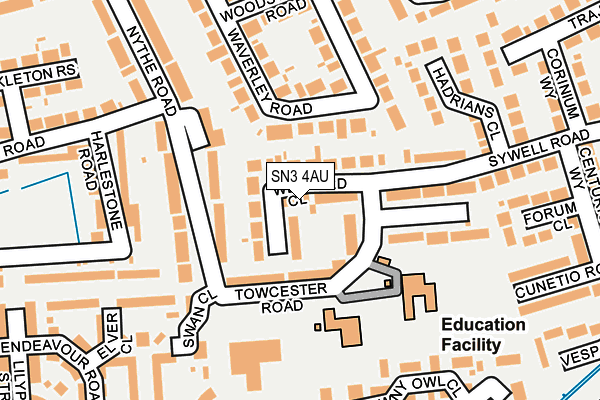SN3 4AU map - OS OpenMap – Local (Ordnance Survey)