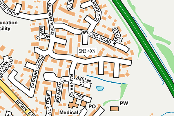 SN3 4XN map - OS OpenMap – Local (Ordnance Survey)