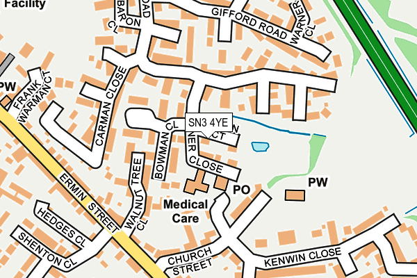 SN3 4YE map - OS OpenMap – Local (Ordnance Survey)