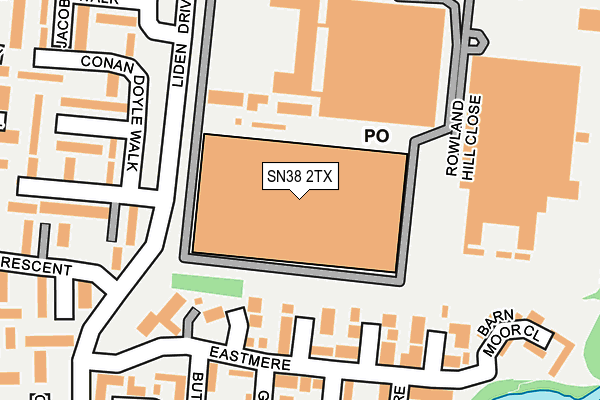 SN38 2TX map - OS OpenMap – Local (Ordnance Survey)