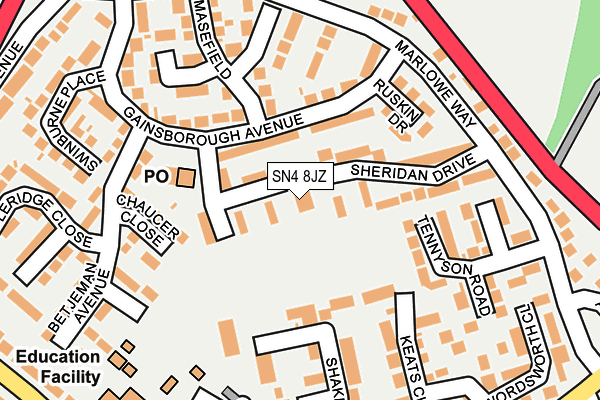 SN4 8JZ map - OS OpenMap – Local (Ordnance Survey)