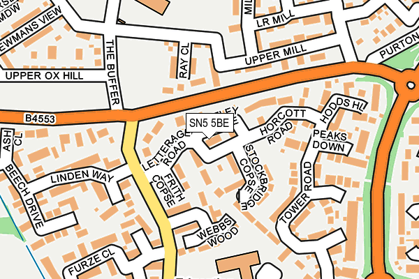 SN5 5BE map - OS OpenMap – Local (Ordnance Survey)