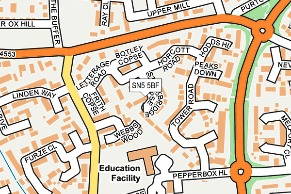 SN5 5BF map - OS OpenMap – Local (Ordnance Survey)