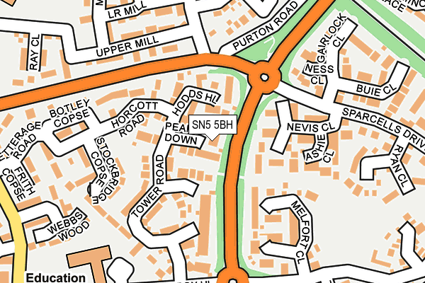 SN5 5BH map - OS OpenMap – Local (Ordnance Survey)