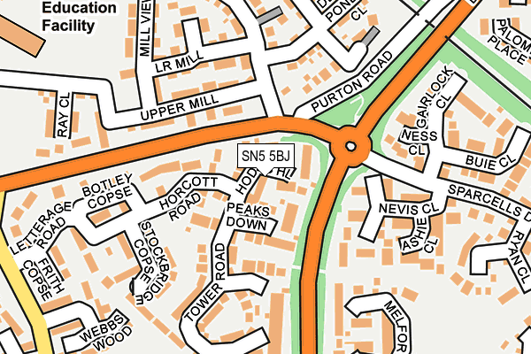 SN5 5BJ map - OS OpenMap – Local (Ordnance Survey)
