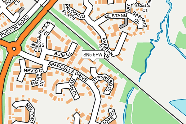 SN5 5FW map - OS OpenMap – Local (Ordnance Survey)
