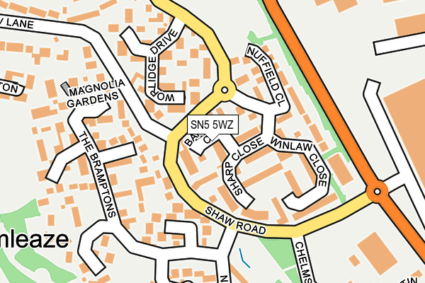 SN5 5WZ map - OS OpenMap – Local (Ordnance Survey)