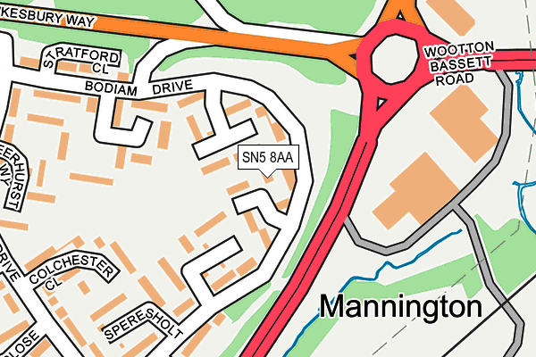 SN5 8AA map - OS OpenMap – Local (Ordnance Survey)