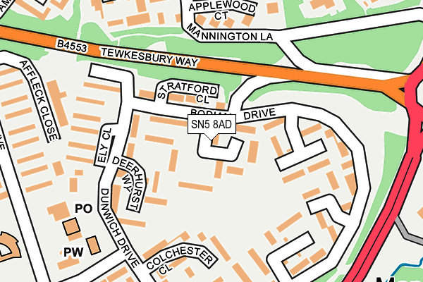 SN5 8AD map - OS OpenMap – Local (Ordnance Survey)
