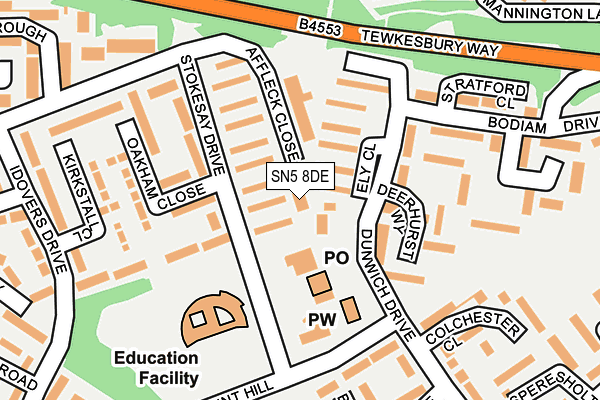 SN5 8DE map - OS OpenMap – Local (Ordnance Survey)