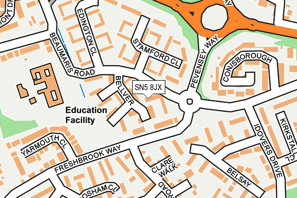 SN5 8JX map - OS OpenMap – Local (Ordnance Survey)