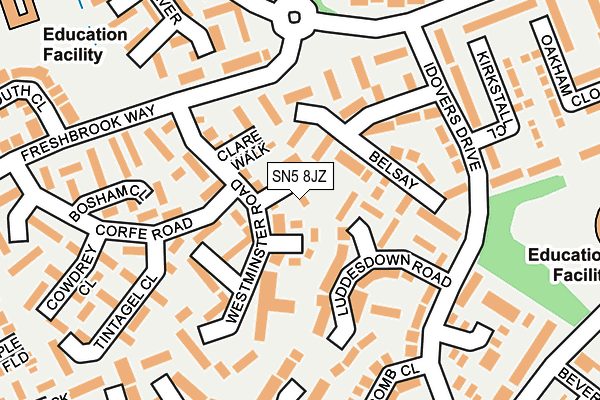 SN5 8JZ map - OS OpenMap – Local (Ordnance Survey)