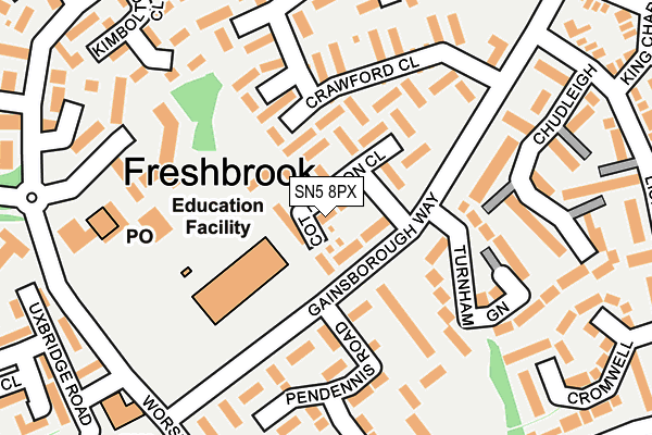 SN5 8PX map - OS OpenMap – Local (Ordnance Survey)