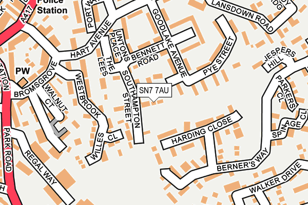 SN7 7AU map - OS OpenMap – Local (Ordnance Survey)