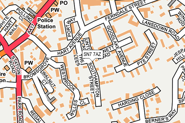 SN7 7AZ map - OS OpenMap – Local (Ordnance Survey)