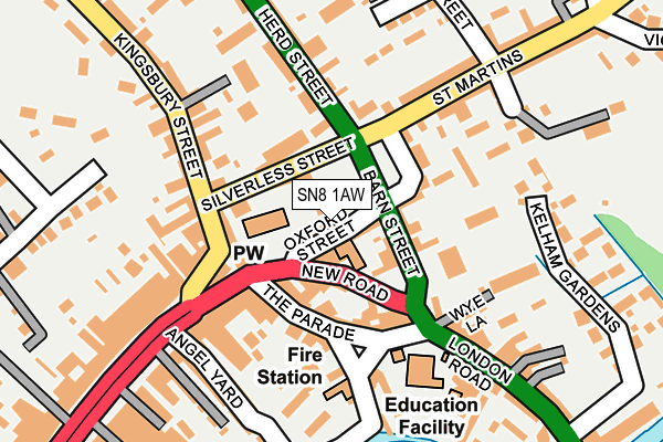 SN8 1AW map - OS OpenMap – Local (Ordnance Survey)