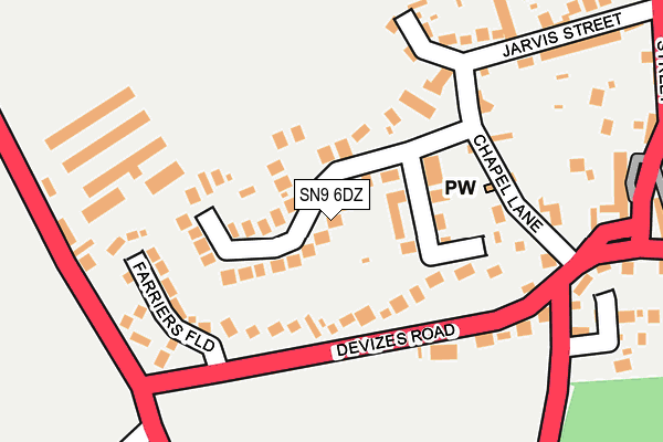 SN9 6DZ map - OS OpenMap – Local (Ordnance Survey)