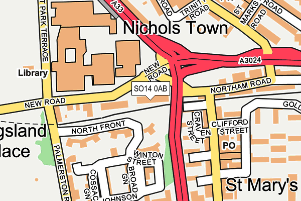 SO14 0AB map - OS OpenMap – Local (Ordnance Survey)