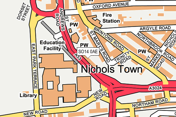 SO14 0AE map - OS OpenMap – Local (Ordnance Survey)