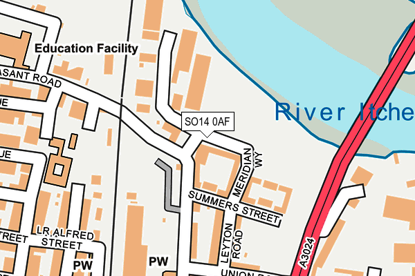 SO14 0AF map - OS OpenMap – Local (Ordnance Survey)