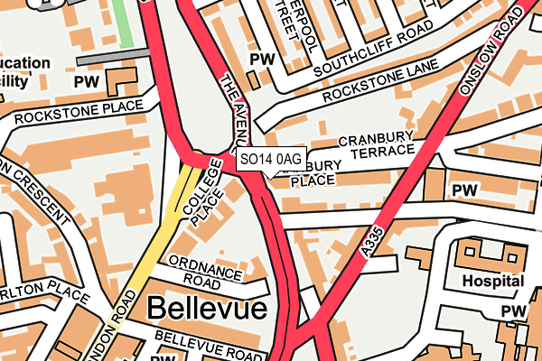 SO14 0AG map - OS OpenMap – Local (Ordnance Survey)